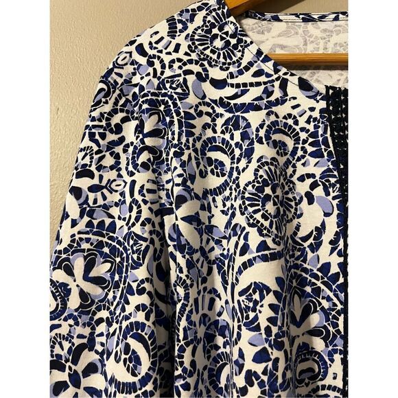 Jones New York Women’s Size XXL Long Sleeve Blouse Blue Crochet Detail NWT - Picture 9 of 9